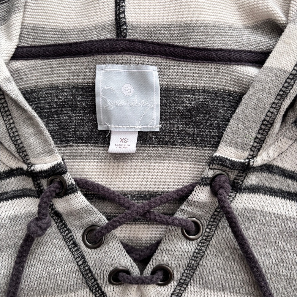 Sundry Striped Hoodie - Gray
